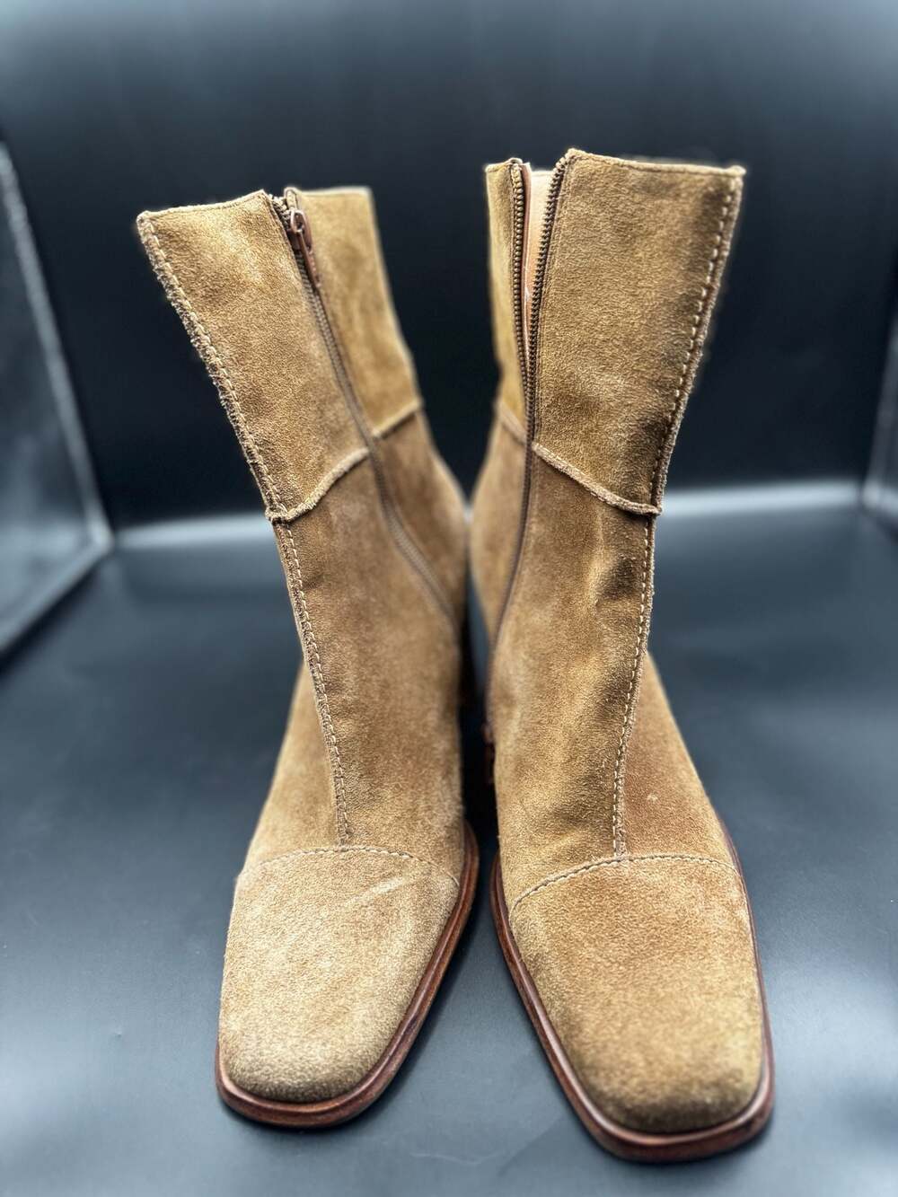 Marcé Prairie Suede Block Heel Ankle Boots Size 9.5M